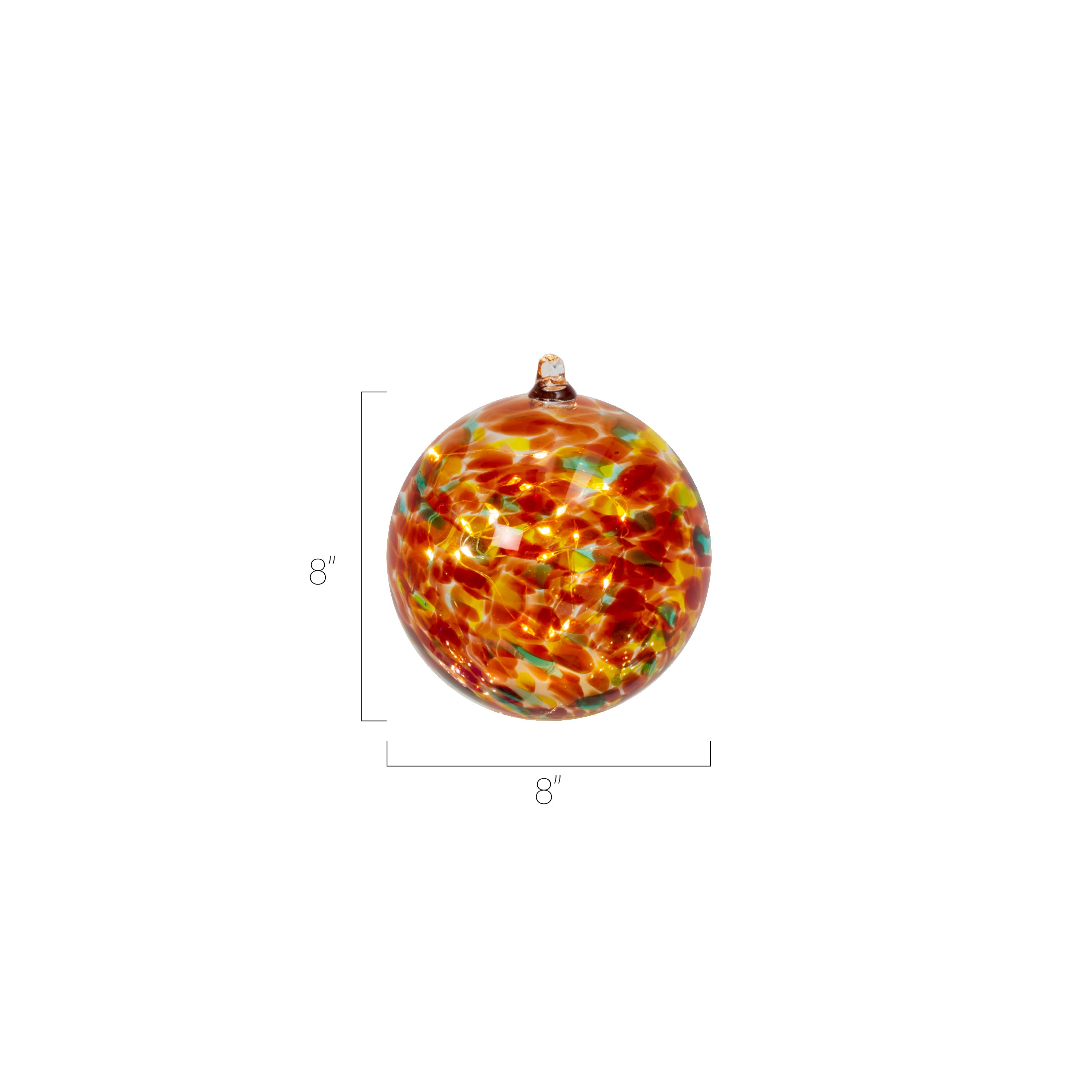 8 Inch Elegant Amber Illuminating Hand Blown Glass Sphere